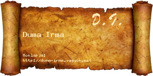 Duma Irma névjegykártya