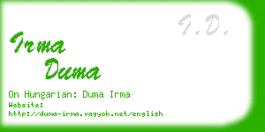 irma duma business card